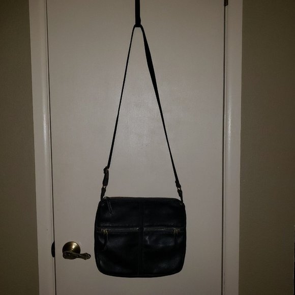 Women’s Leather Crossbody Bag FOSSIL Black Adjustable Strap - Picture 2 of 16